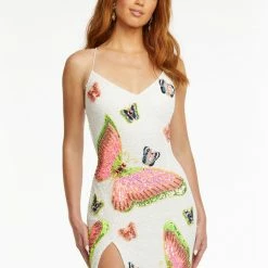 Ashleylauren Ashley Lauren 11178 Beaded Butterfly Evening Gown With Lace Up Back