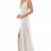 Nina Canacci 6553 Boho Lace A Line Wedding Dress With Slit Evening Gown V Neckline