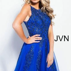 JVN By Jovani Ballgown Dresses Jovani JVN59046 Sheer Tulle Lace High Neck Ballgown Prom Dress Formal Gown
