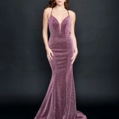 In Stock Nina Canacci 9136 Long Mermaid Prom Dress Plunging Neckline Pageant Gown Size 0, 8