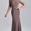 In Stock Nina Canacci M218 Long Sheer Lace Long Sleeve Formal Evening Dress Fit Flare