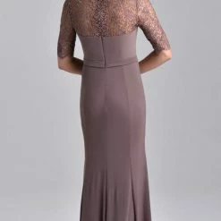 In Stock Nina Canacci M218 Long Sheer Lace Long Sleeve Formal Evening Dress Fit Flare