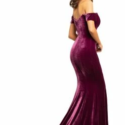 In Stock Johnathan Kayne 9227 Size 12 Long Velvet Pageant Dress Off The Shoulder Slit Train