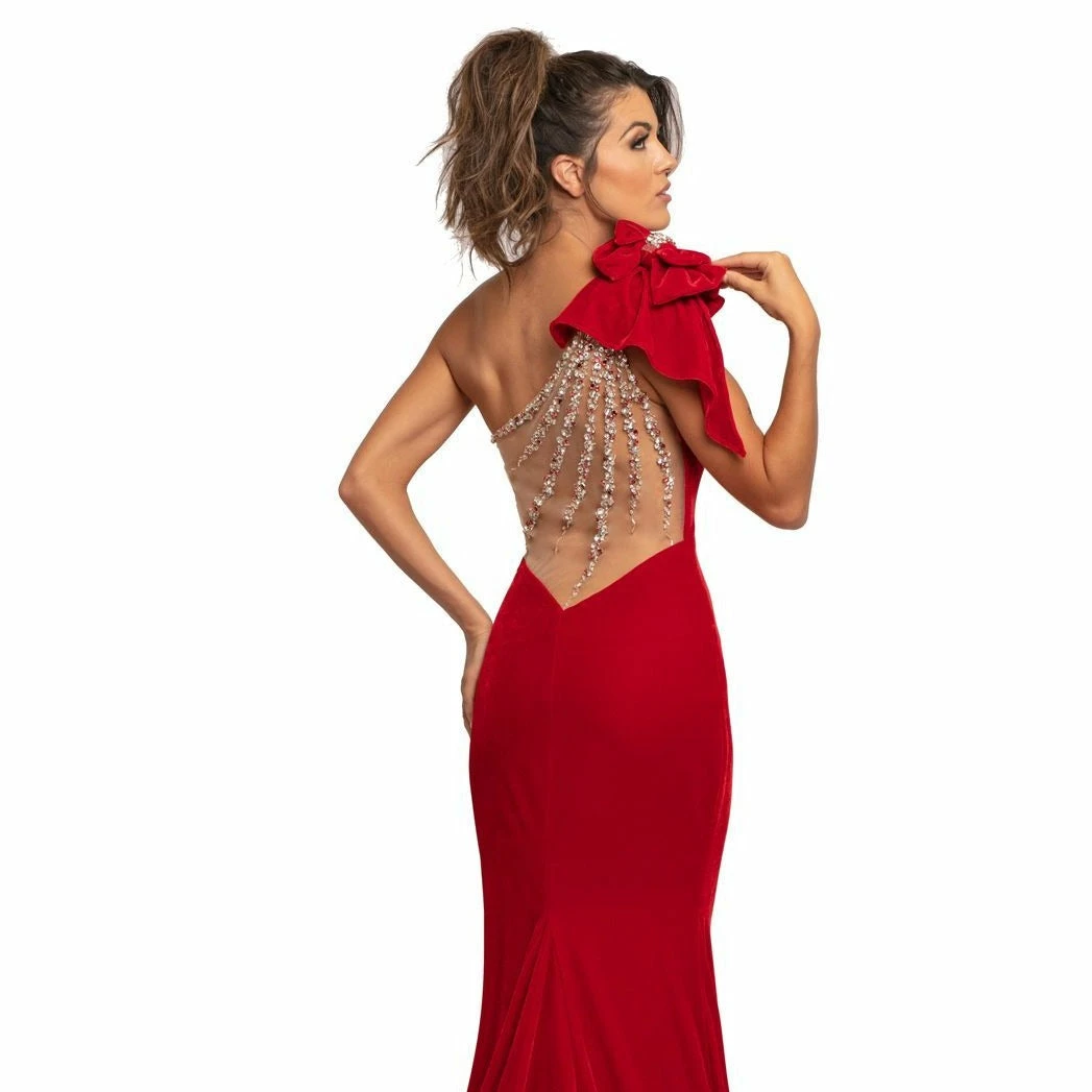 Mermaid Dresses Johnathan Kayne 2055 One Shoulder Bow Prom Dress Velvet Evening Pageant Gown 4 Mermaid Dresses Johnathan Kayne 2055 One Shoulder Bow Prom Dress Velvet Evening Pageant Gown