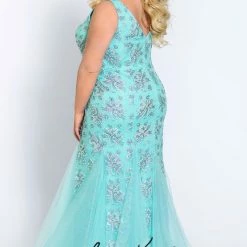 In Stock Mermaid Dresses Johnathan Kayne Sydney's Closet JK2108 Size 16 Sequin Mermaid Prom Dress Plus Sized