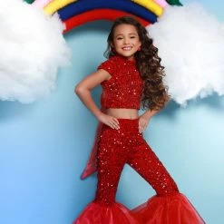 Backless Dresses Sugar Kayne C164 Girls Two Piece Fun Fashion Jumpsuit Pageant Bell Bottom Backless