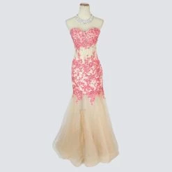 In Stock Corset Dresses Riva Designs 9723 Size 8 Long Sheer Corset Lace Formal Prom Dress Pageant Gown