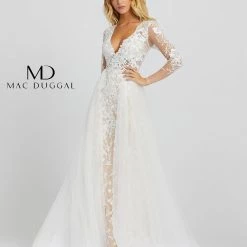 In Stock Ballgown Dresses Mac Duggal 26322M Lace Wedding Dress Size 10 Sheer Long Sleeve Overskirt Dress Prom Bridal Pageant 12 In Stock Ballgown Dresses Mac Duggal 26322M Lace Wedding Dress Size 10 Sheer Long Sleeve Overskirt Dress Prom Bridal Pageant