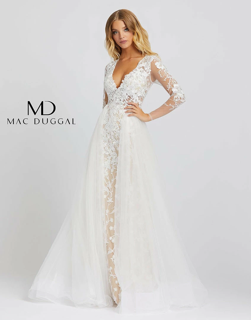 In Stock Ballgown Dresses Mac Duggal 26322M Lace Wedding Dress Size 10 Sheer Long Sleeve Overskirt Dress Prom Bridal Pageant 6 In Stock Ballgown Dresses Mac Duggal 26322M Lace Wedding Dress Size 10 Sheer Long Sleeve Overskirt Dress Prom Bridal Pageant