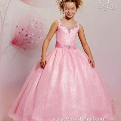 In Stock Mary's Bridal Cupids F476 Size 4 White Flower Girl Dress Long Shimmer Gown
