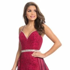Johnathan Kayne 7242 Lace Pageant Gown Prom Dress Overskirt Crystal Belt