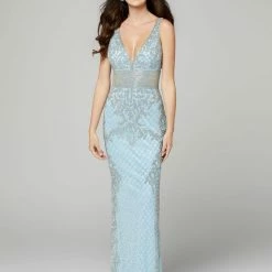 In Stock Primavera Couture 3425 Size 4 Yellow V Neck Prom Dress Evening Gown Beaded