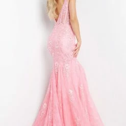 JVN By Jovani Jovani JVN06475 Long Fitted Lace Mermaid Prom Dress Sheer Corset Backless Gown