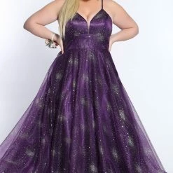 Sydney's Closet SC7326 A Line Prom Dress Sparkle V Neckline Corset SC 7326