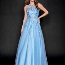 In Stock Nina Canacci 3188 Size 2 Long Lace A Line Ballgown Prom Dress Pageant Gown High Neck Formal