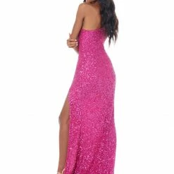 Ashleylauren Ashley Lauren 1977 Prom Dress One Sleeve Fully Beaded Long Pageant Dress With High Side Slit