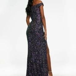 Ashleylauren Ashley Lauren 11067 Red Prom Dress Off The Shoulder Sequins Sweeping Train Sequin Dresses
