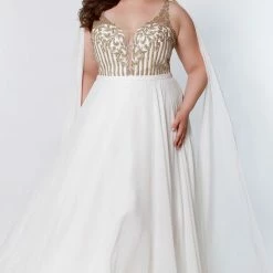 Sydney's Closet And Tease Prom Sydney's Closet SC7331 Evening Gown A Line Flowy Scarves On The Shoulders SC 7331