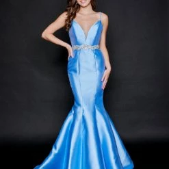 In Stock Nina Canacci 2318 Long Mermaid Prom Dress Pageant Gown Mikado Satin