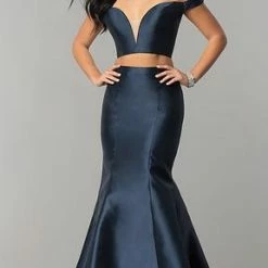 In Stock Mermaid Dresses Jovani JVN 58068 Silver Size 4 Prom Dress Pageant Gown Mermaid Two Piece