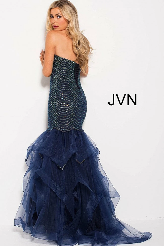 In Stock Jovani JVN60604 Size 8 Embellished Mermaid Ruffle Prom Dress Pageant 6 In Stock Jovani JVN60604 Size 8 Embellished Mermaid Ruffle Prom Dress Pageant