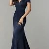 In Stock Allie Blue 3467 Size 8 Long Prom Dress Pageant Gown Cap Sleeve Mermaid Mermaid Dresses