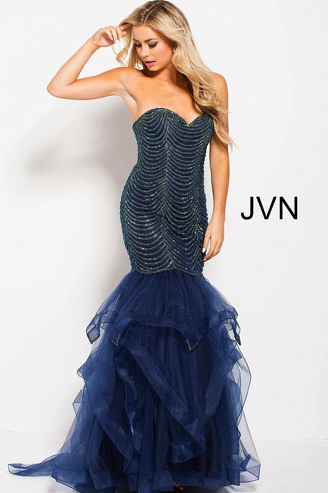 In Stock Jovani JVN60604 Size 8 Embellished Mermaid Ruffle Prom Dress Pageant 3 In Stock Jovani JVN60604 Size 8 Embellished Mermaid Ruffle Prom Dress Pageant