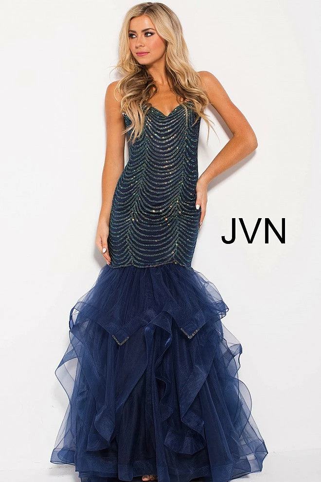 In Stock Jovani JVN60604 Size 8 Embellished Mermaid Ruffle Prom Dress Pageant 5 In Stock Jovani JVN60604 Size 8 Embellished Mermaid Ruffle Prom Dress Pageant