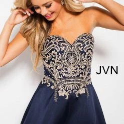 In Stock Ballgown Dresses Jovani JVN 50070 Size 00 Strapless A Line Prom Dress Embroidered Formal Gown