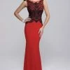 In Stock Nina Canacci 8124 Size 6 Long Fitted Formal Evening Gown Beaded Bodice Sheer