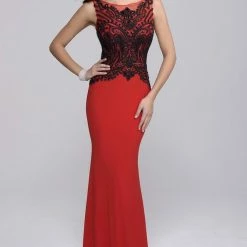 In Stock Nina Canacci 8124 Size 6 Long Fitted Formal Evening Gown Beaded Bodice Sheer