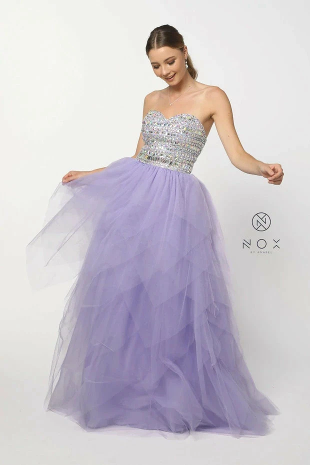 Nox Anabel 2740 Crystal Bodice Prom Dress Tulle A Line Layered Skirt Formal Ballgown 4 Nox Anabel 2740 Crystal Bodice Prom Dress Tulle A Line Layered Skirt Formal Ballgown