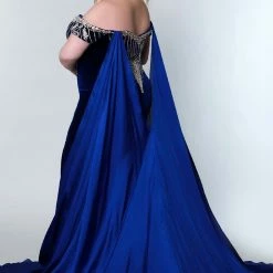 JK2202 Stretch Velvet Plus Sized Pageant Gown Plunging Neckline Side Slit Cape Prom Dress Sydney's Closet By Johnathan Kayne JK 2202