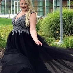 Sydney's Closet SC7298 Sleeveless Tulle Prom Dress Ball Gown Plus Sized Lace Top SC 7298