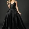 Nina Canacci B1900 Satin A Line Wedding Dress With Bow In Back V Neckline Bridal Gown Backless Dresses