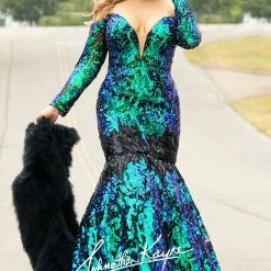 Johnathan Kayne For Sydneys Closet JK2010 Prom Dress Sequin Mermaid Long Sleeve JK 2010 Mermaid Dresses