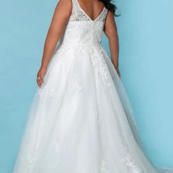 Sydney's Closet SC5274 A Line Wedding Dress Lace V Neckline SC 5274 Marlowe Bridal