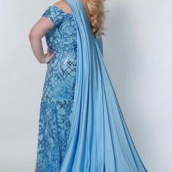 Sequin Dresses Johnathan Kayne For Sydney's Closet JK2211 Prom Dress Pageant Gown With Cape JK 2211