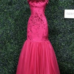 In Stock Mermaid Dresses Envious Couture Size 6 Glitter Velvet Mermaid Prom Dress Pageant Strapless Gown
