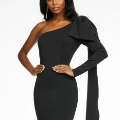 Ashleylauren Ashley Lauren 4480 Cocktail Dress Knee Length One Long Sleeve With Bow 19 Ashleylauren Ashley Lauren 4480 Cocktail Dress Knee Length One Long Sleeve With Bow