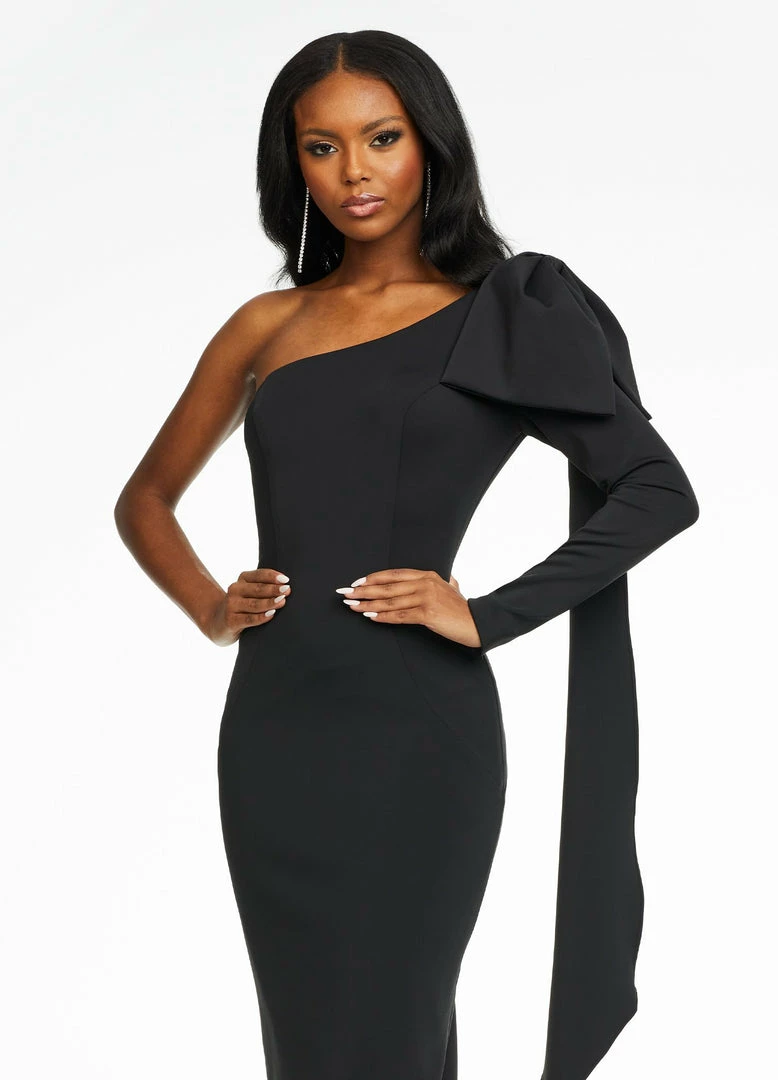 Ashleylauren Ashley Lauren 4480 Cocktail Dress Knee Length One Long Sleeve With Bow 10 Ashleylauren Ashley Lauren 4480 Cocktail Dress Knee Length One Long Sleeve With Bow