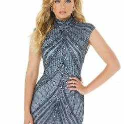 Ashleylauren Ashley Lauren 1624 High Neckline Beaded Fitted Prom Dress Sequins Evening Gown Sequin Dresses