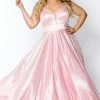 In Stock Long Sleeve Dresses Tease Prom TE2014 Doll Pink Size 22 A Line Prom Dress Plus Sized Satin Shimmer