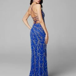 Primavera Couture 3636 Long Fitted Beaded Prom Dress V Neck Slit Formal Pageant Backless Dresses 68 Primavera Couture 3636 Long Fitted Beaded Prom Dress V Neck Slit Formal Pageant Backless Dresses