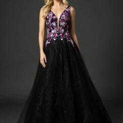Ballgown Dresses Nina Canacci 3184 Long Ballgown Prom Pageant Gown Floral Shimmer Formal Dress