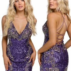 Primavera Couture 3301 Cocktail Dress Sequins Open Back Homecoming Dress Backless Dresses
