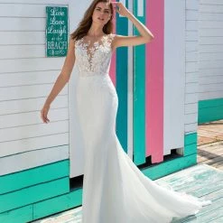 Mermaid Dresses White One Bridal OCALA Pronovias Wedding Dress Illusion Tulle Sheer Gown