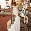 In Stock White One Bridal OKAPI Size 12 Pronovias Wedding Dress Sheer Lace Sexy Mermaid Gown Mermaid Dresses