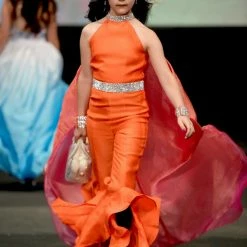 Marc Defang K8032 Girls Jumpsuit Cape Crystal Cuff Choker Pageant Fun Fashion Jumpsuits & Rompers