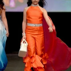 In Stock Marc Defang K8032 Size 10 Girls Jumpsuit Cape Crystal Cuff Choker Pageant Fun Fashion Jumpsuits & Rompers